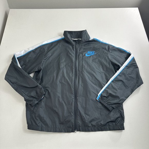 Vintage Nike Track Jacket Mens Size XL Black Windbreaker 90s‎ Full Zip Gray Tag - Picture 1 of 8